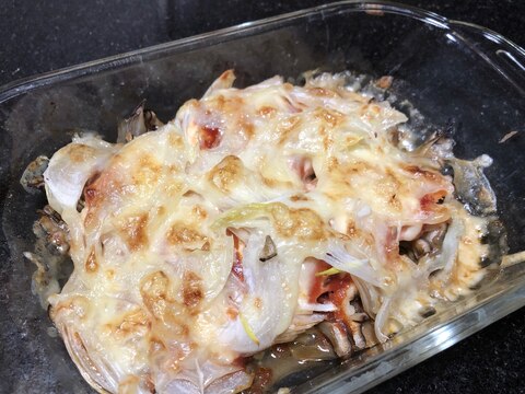 耐熱皿で完結！鮭と舞茸のトロトロチーズ♪